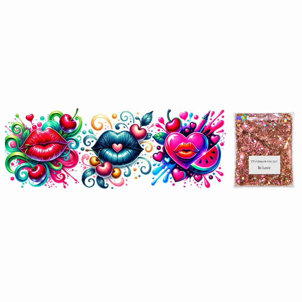 In Love Lips Tumbler Wrap & Glitter Bundle