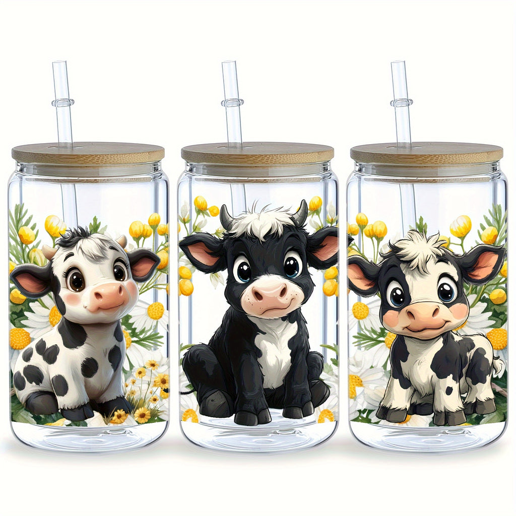 5-Zhang Xiaoniu-Uv-Dtf-Cup Stickers, Glass-Dtf-Transfer Paper, High-Quality Cute Cow Erasable Transfer Paper, Suitable for 16-Ounce Glass Cups, Mugs, Crafts, And Furniture