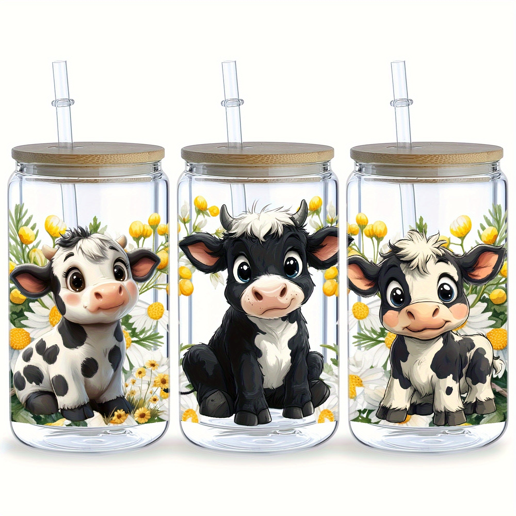 5-Zhang Xiaoniu-Uv-Dtf-Cup Stickers, Glass-Dtf-Transfer Paper, High-Quality Cute Cow Erasable Transfer Paper, Suitable for 16-Ounce Glass Cups, Mugs, Crafts, And Furniture