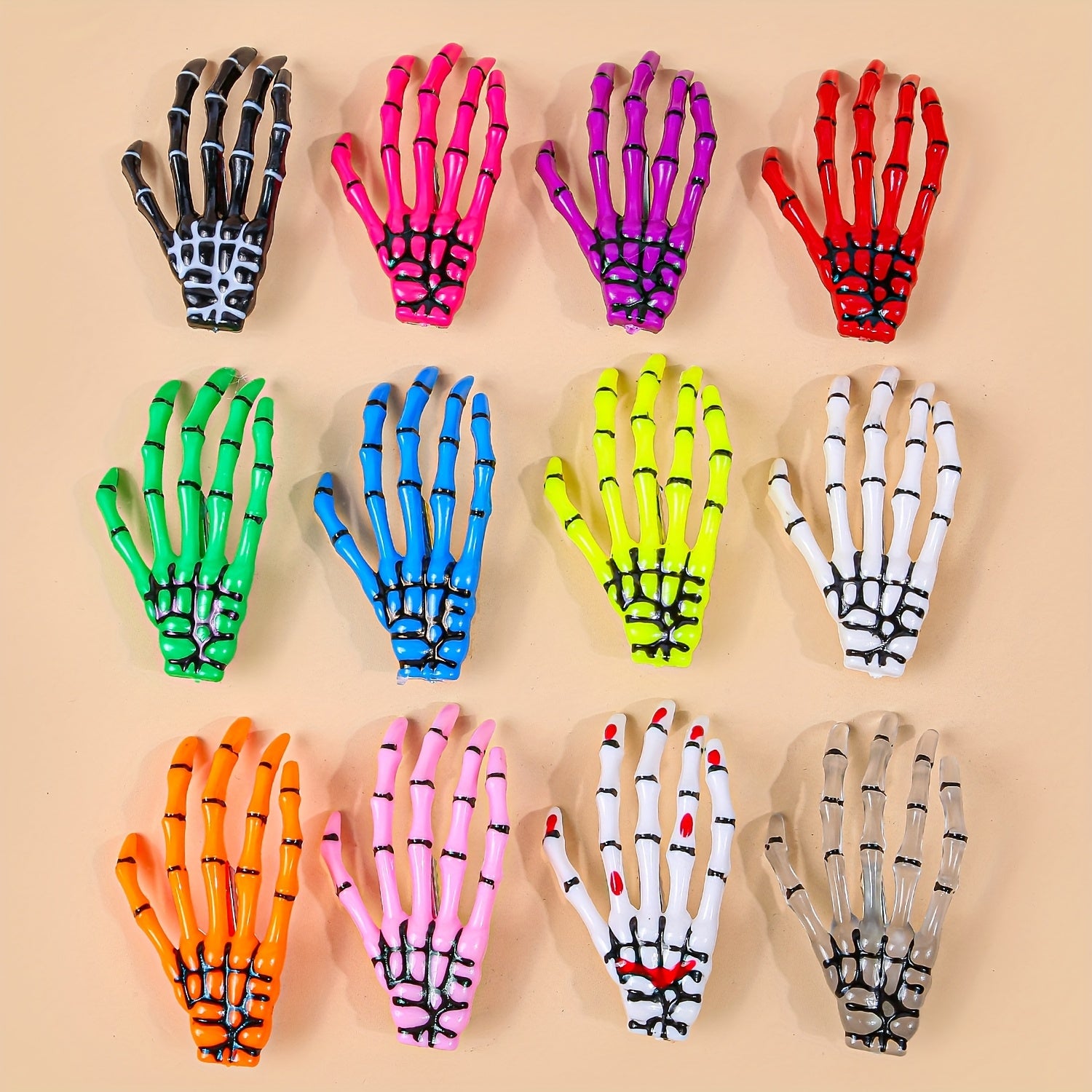 8pcs for halloween Skull Hand Hair Clip - A Spooky Party Hair Accessory with a Bone Design, Suitable for Halloween Costumes, Everyday Wear, And Themed Events. A Vibrant for halloween Accessory for Cosplay Enthusiasts. Random Color