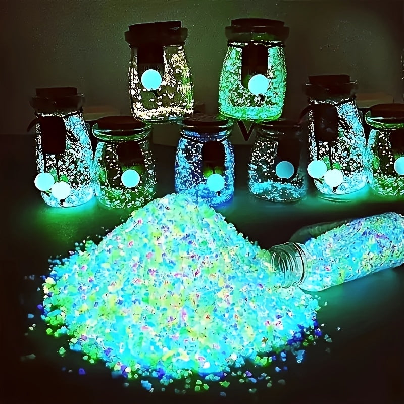 6350pcs Fluorescent Resin Light Decorative Stones - Garden Decor, Weight 0.33Lbs, Individual Diameter 0.197In, Suitable for Wish Bottles, Party Decorations, Aquariums And Jewelry Making, Sparkling Creative Crafts And Visual Impact