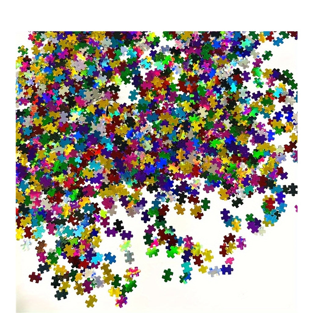 PrettyG 10 Grams/Pack Color Mixes Puzzle Shape Glitter Sequins - Festival Rave Beauty Makeup Face Body Nail Art Crafts Decoration