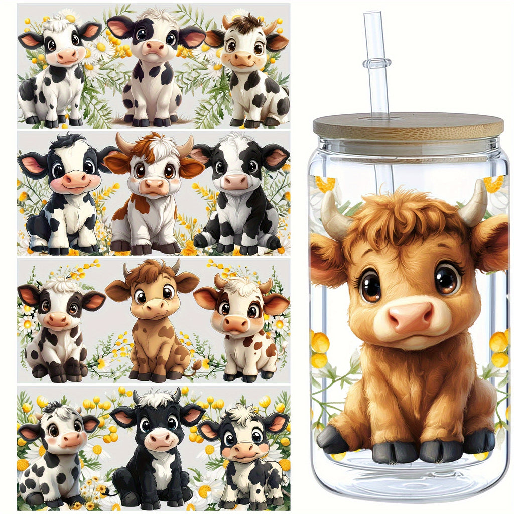 5-Zhang Xiaoniu-Uv-Dtf-Cup Stickers, Glass-Dtf-Transfer Paper, High-Quality Cute Cow Erasable Transfer Paper, Suitable for 16-Ounce Glass Cups, Mugs, Crafts, And Furniture
