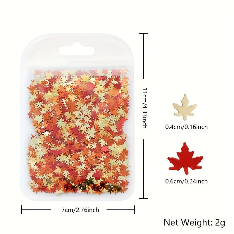 Maple Leaf Glitter Powder, Pumpkin Orange Holographic Laser Resin Flakes for Resin Filling, Epoxy Resin Filler, Autumn/Christmas Nail Decorations