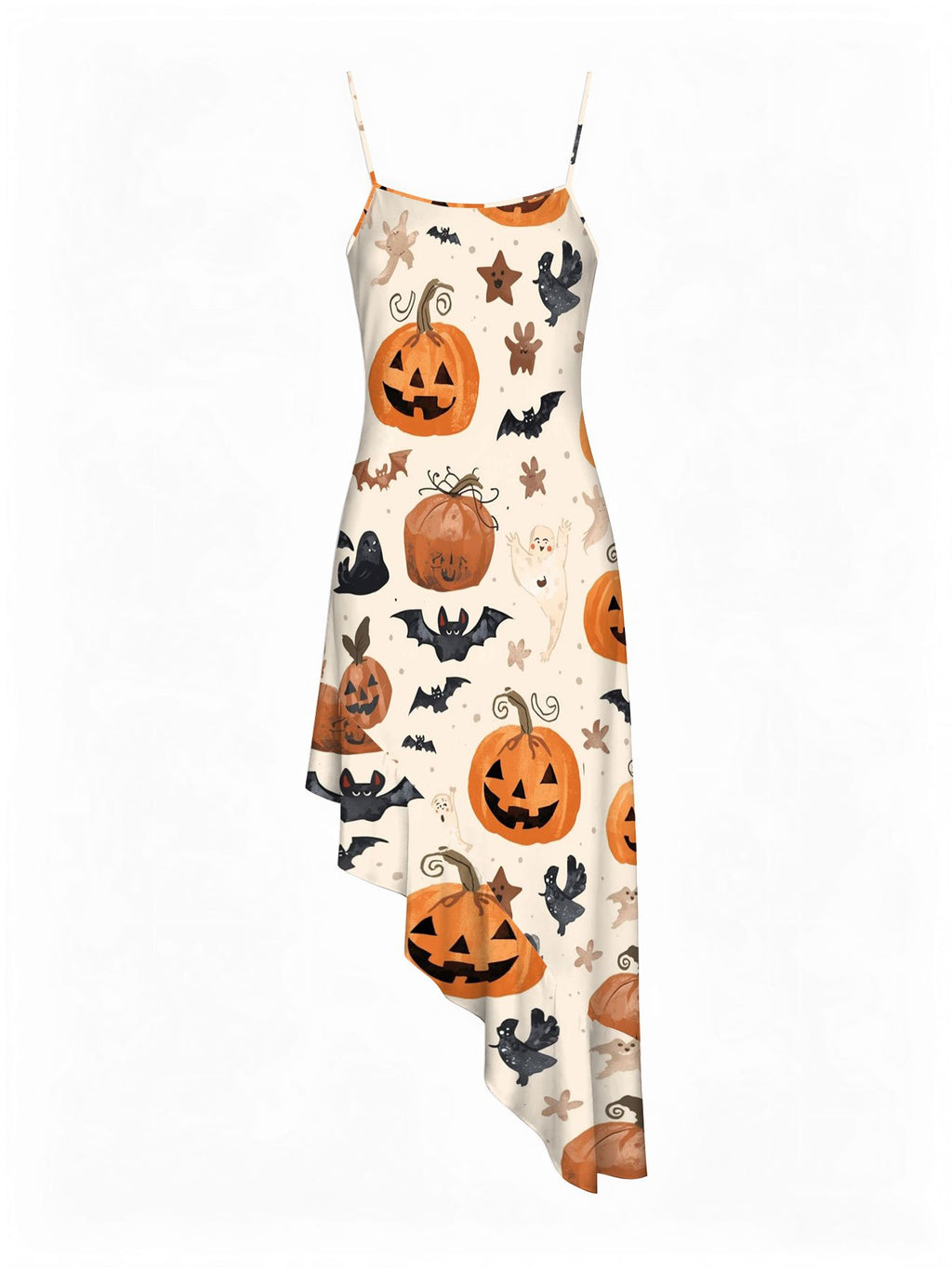Women'S Sleeveless Halloween Pumpkin Bat Ghost Print Backless Ruffled Hem Fitted A-Line Dress, Fitted High Slit Long Formal Cocktail Party Gown, Ruffled High Waist Low Hem Wedding Guest Long Beach Dress