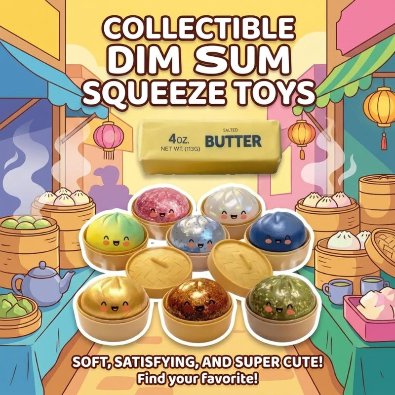 4pcs Set (includes 1 Steamed Bun, 1 Steamer Lid, 1 Steamer Base, and 1 Butter-shaped Accessory) - A Slow-rising, Realistic Steamed Bun Soft Toy Set Featuring Glitter Beads; a Handmade, Soft Stress-relief Toy That Serves as Both a Stress Reliever