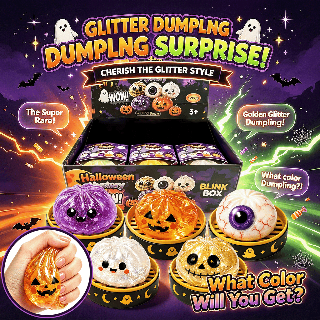 10pcs Halloween Squishy Toys, Including 5 Steamed Buns + 5 Steamer Baskets, Maltose Squeeze Relax Toys, Cute Large Soft Bun Relax Balls, Kids Dumpling Soft Toys, Sensory Toys, Squishy Dough Balls Fidget Toys, Elastic Squeeze