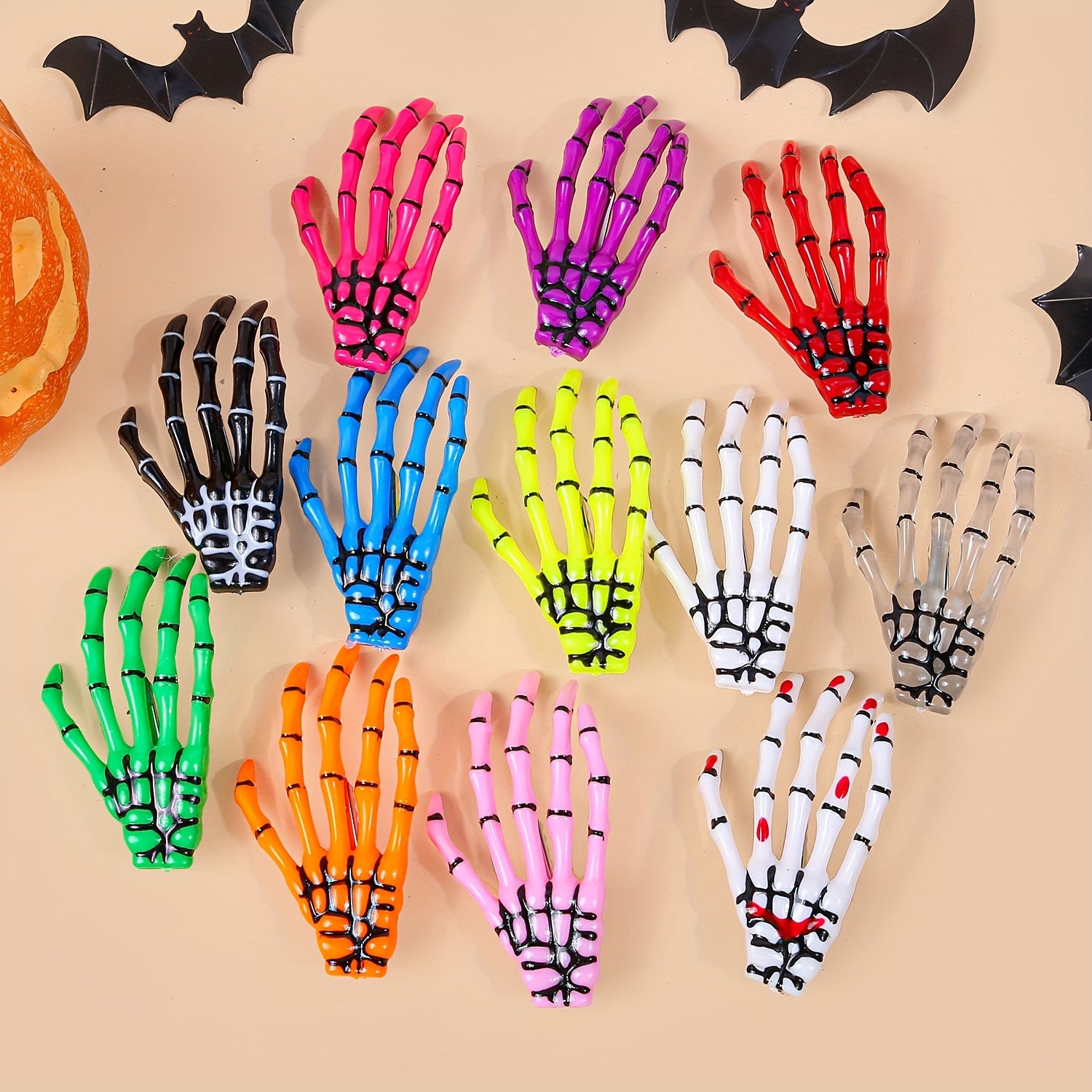 8pcs for halloween Skull Hand Hair Clip - A Spooky Party Hair Accessory with a Bone Design, Suitable for Halloween Costumes, Everyday Wear, And Themed Events. A Vibrant for halloween Accessory for Cosplay Enthusiasts. Random Color