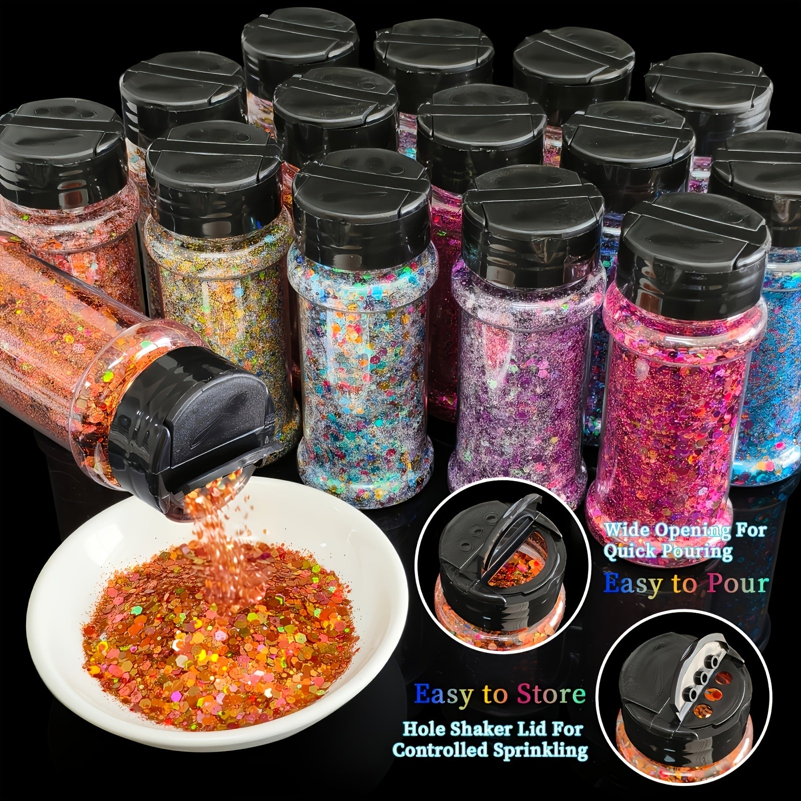Available In 15 Colors/ 1oz Per Bottle. These Mixed-size Chameleon Glitter Flakes Are Ideal for Handmade Crafts And Decorative Projects, Making Them A Great Choice for Creating Mugs, Holiday Gifts, Small Accessories, And Keychains.