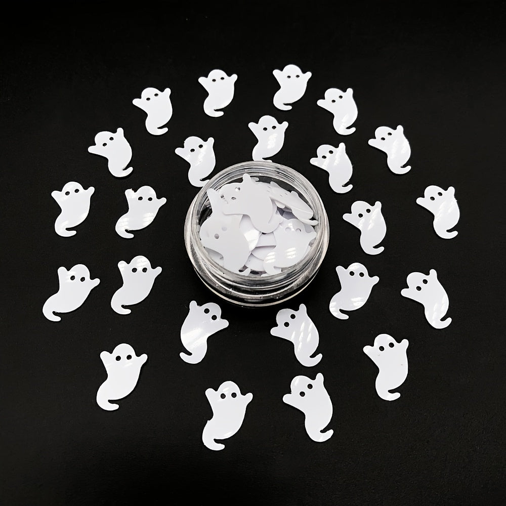 12G/0.42oz Halloween Sequins PVC White Ghosts Size 13mm Shapes Glitter for Party Decorations Arts Supplies Creative Projects Card Making