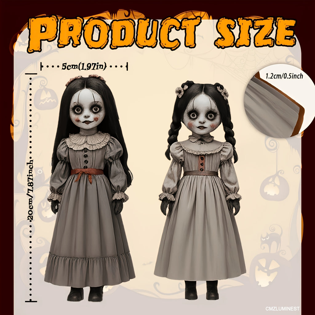 2pcs Little Girl Tiered Tray Decorations - Farmhouse Style Suitable for Halloween & Christmas Centerpiece, Artificial Wood Desktop Display with Figures for Tables, Bookshelves, Fireplace Mantel - Fall Harvest Table Setting Props
