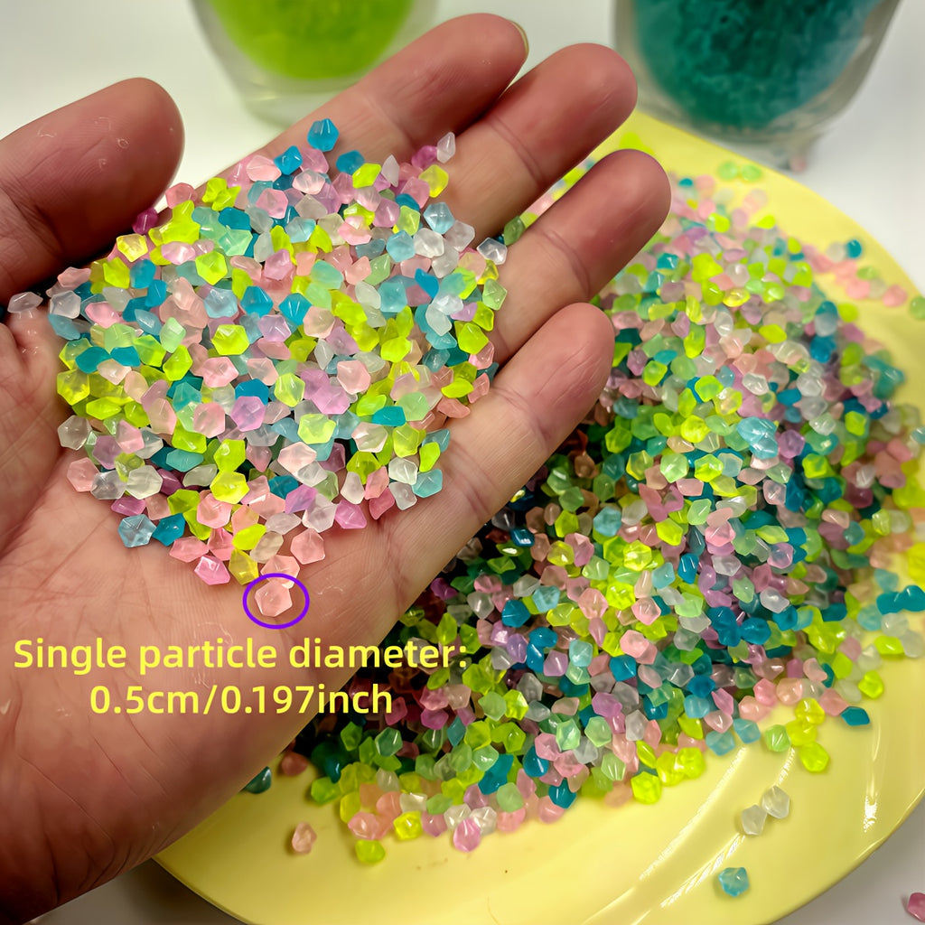 6350pcs Fluorescent Resin Light Decorative Stones - Garden Decor, Weight 0.33Lbs, Individual Diameter 0.197In, Suitable for Wish Bottles, Party Decorations, Aquariums And Jewelry Making, Sparkling Creative Crafts And Visual Impact